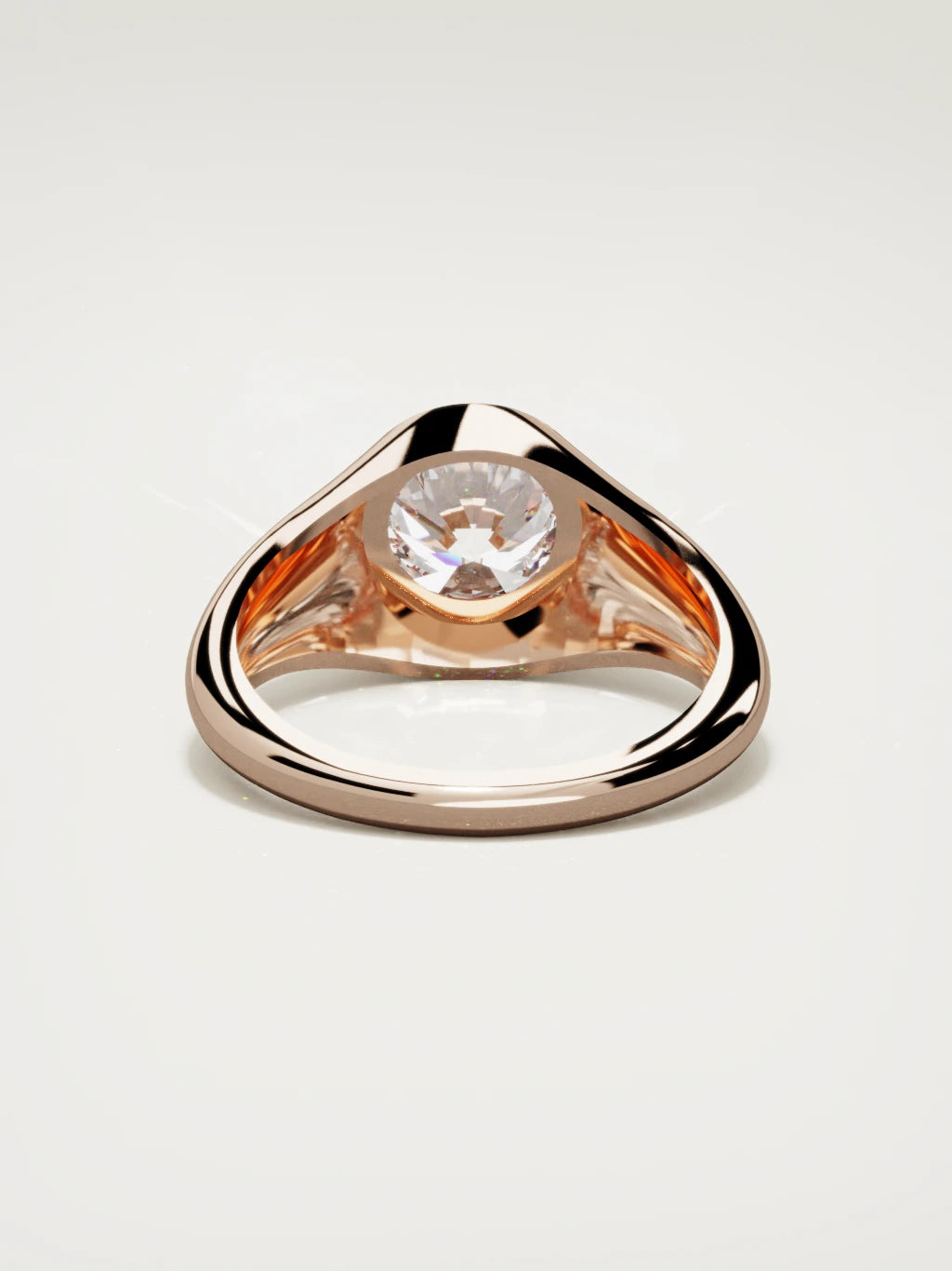The Cala round lab-grown diamond ring in 14K rose gold, back view