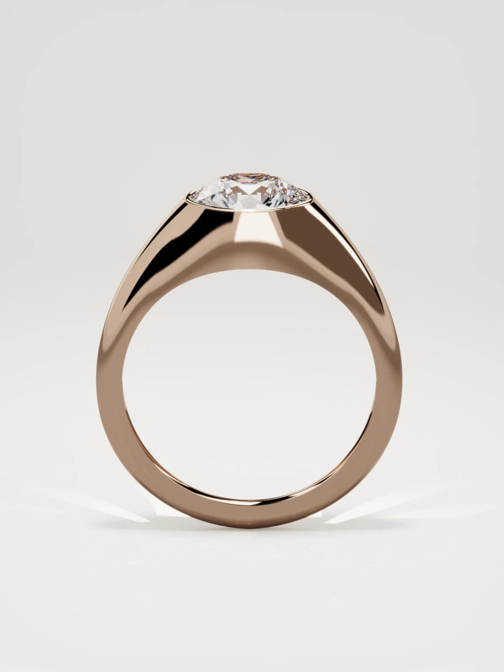 The Cala round lab-grown diamond ring in 14K rose gold, standing front view