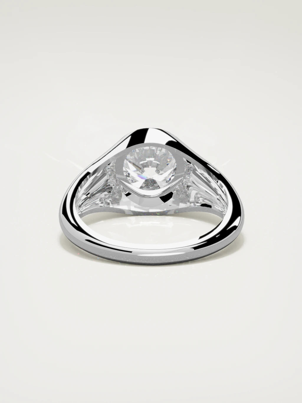 The Cala round lab-grown diamond ring in 14K white gold, back view
