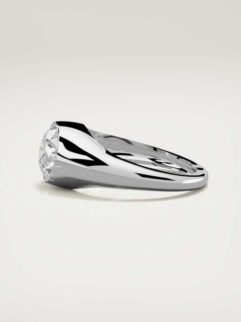 The Cala round lab-grown diamond ring in 14K white gold, side view