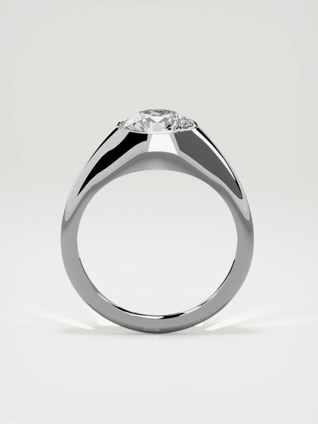 The Cala round lab-grown diamond ring in 14K white gold, standing front view