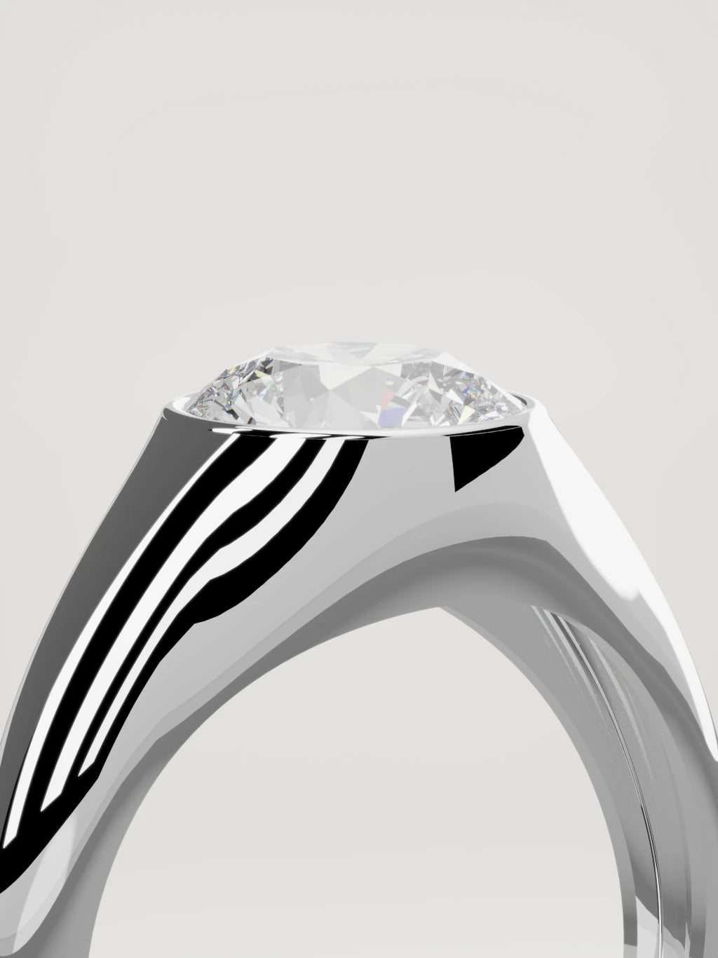 The Cala round lab-grown diamond ring in 14K white gold, standing three-quarter view