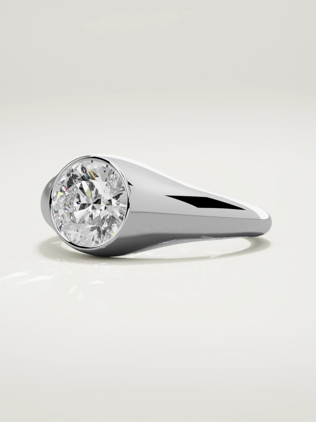 The Cala round lab-grown diamond ring in 14K white gold, three-quarter view