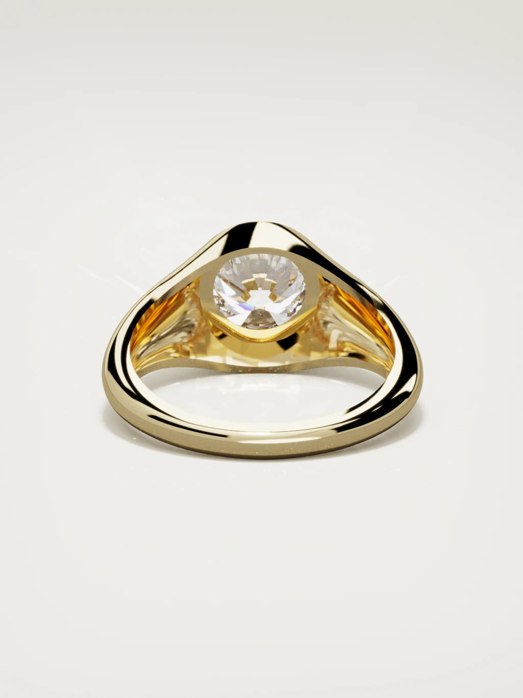 The Cala round lab-grown diamond ring in 14K yellow gold, back view