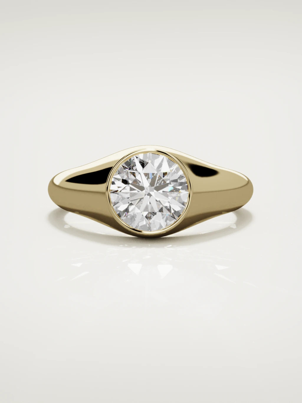 The Cala round lab-grown diamond ring in 14K yellow gold, front view