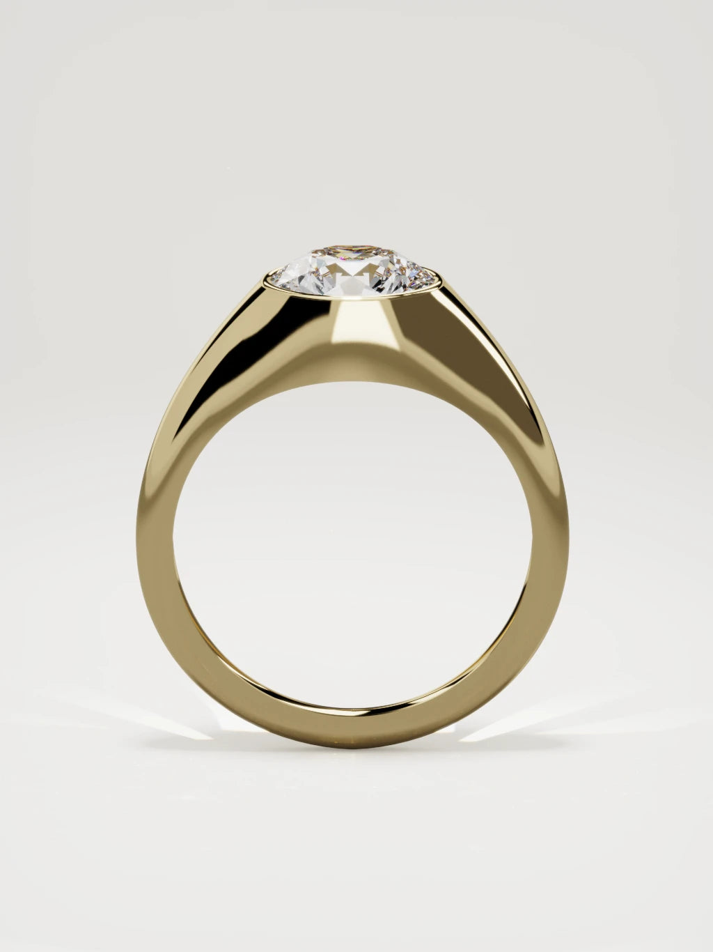 The Cala round lab-grown diamond ring in 14K yellow gold, standing front view