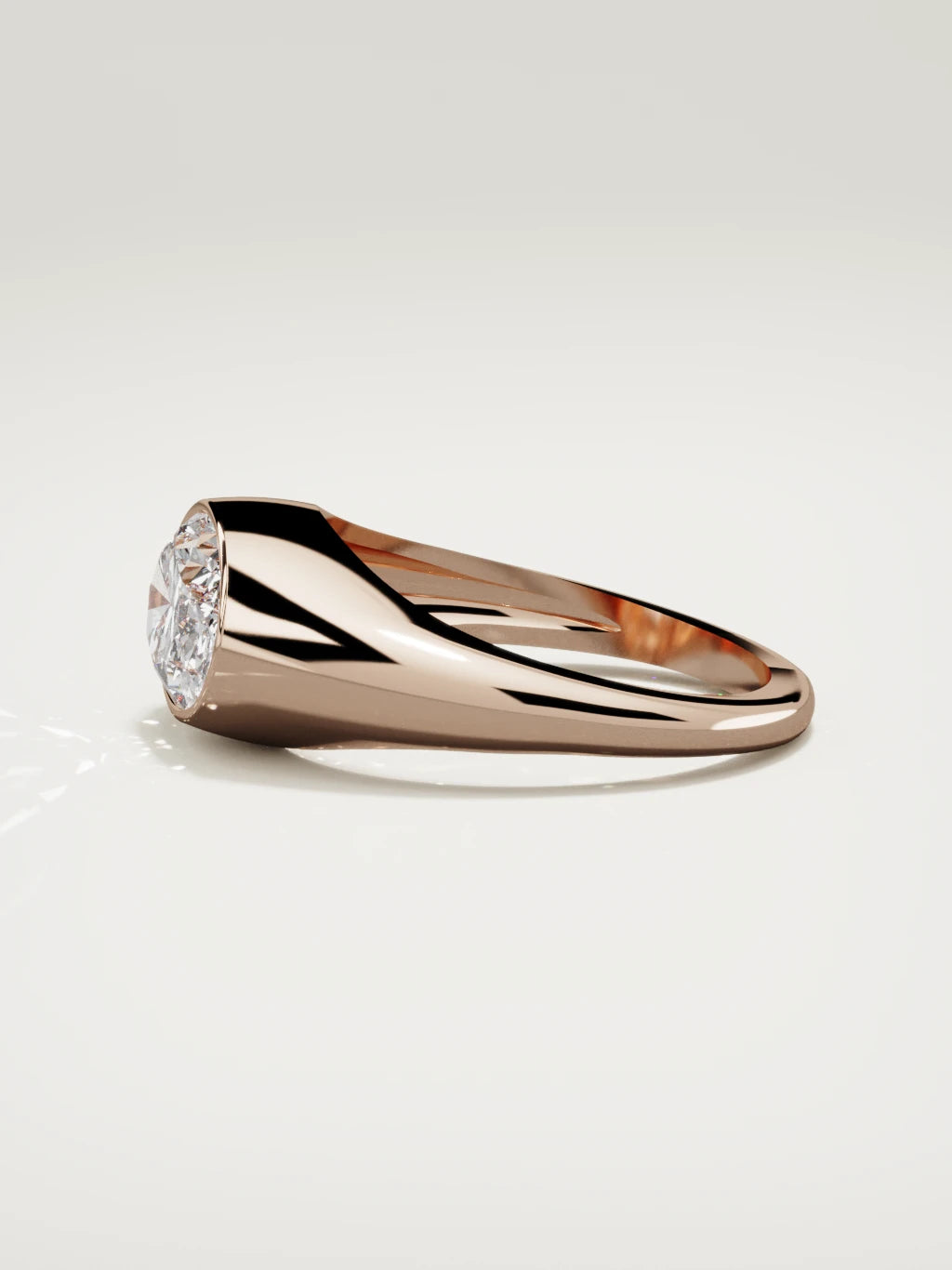The Cala east-west oval lab-grown diamond ring in 14K rose gold, side view