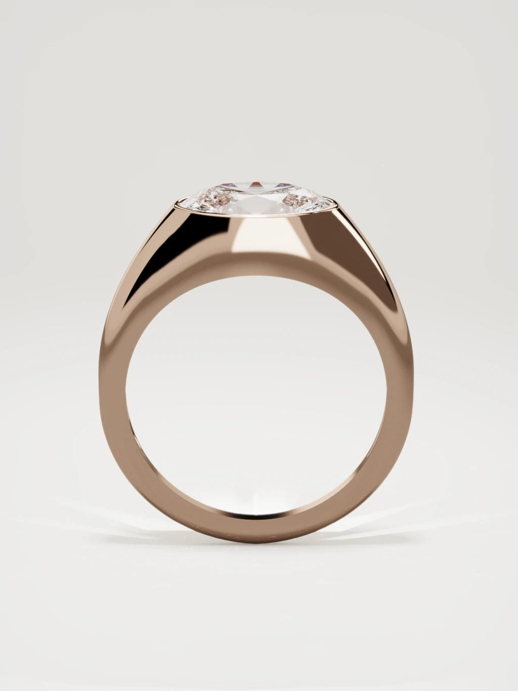 The Cala east-west oval lab-grown diamond ring in 14K rose gold, standing front view