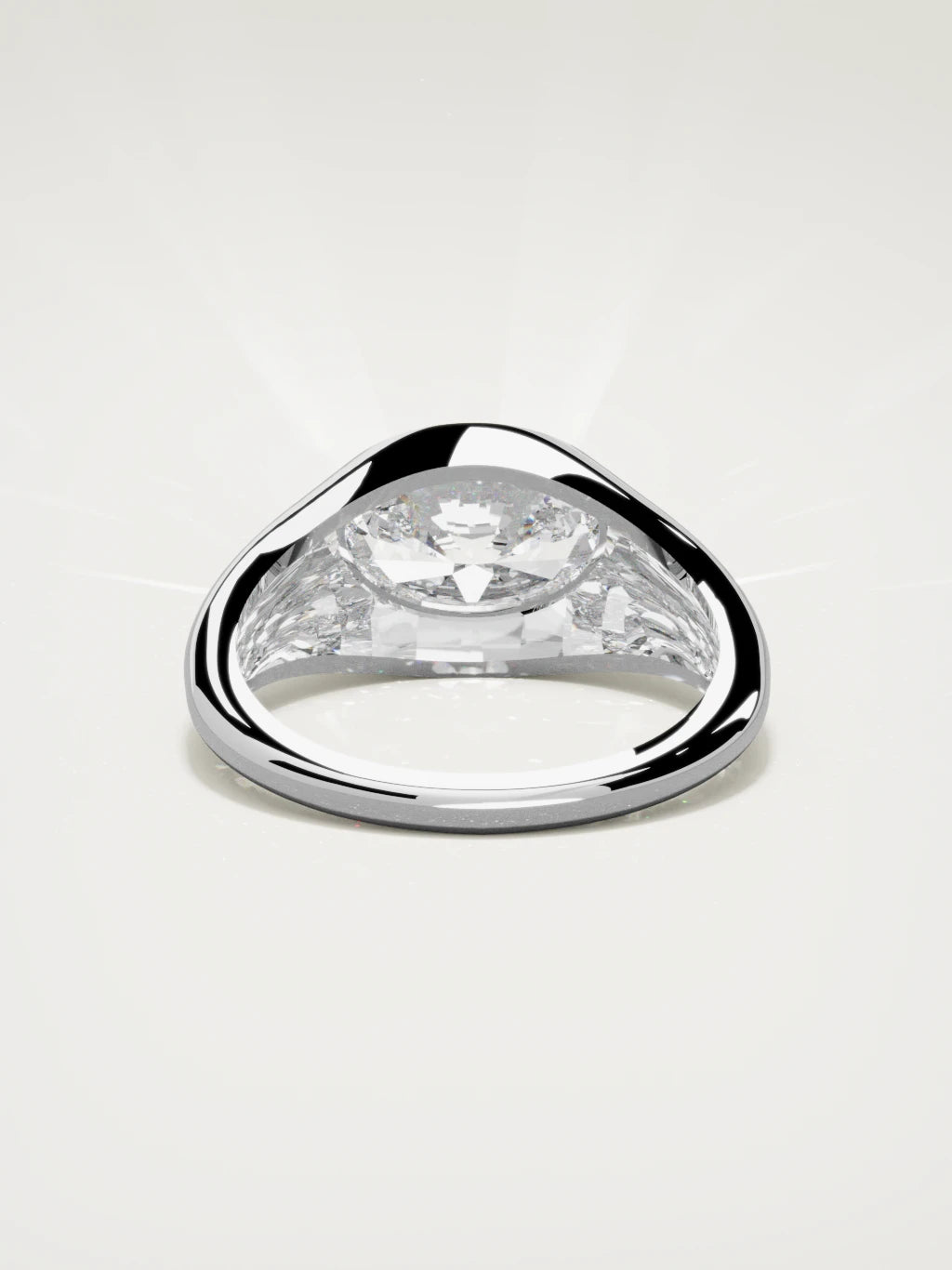 The Cala east-west oval lab-grown diamond ring in 14K white gold, back view