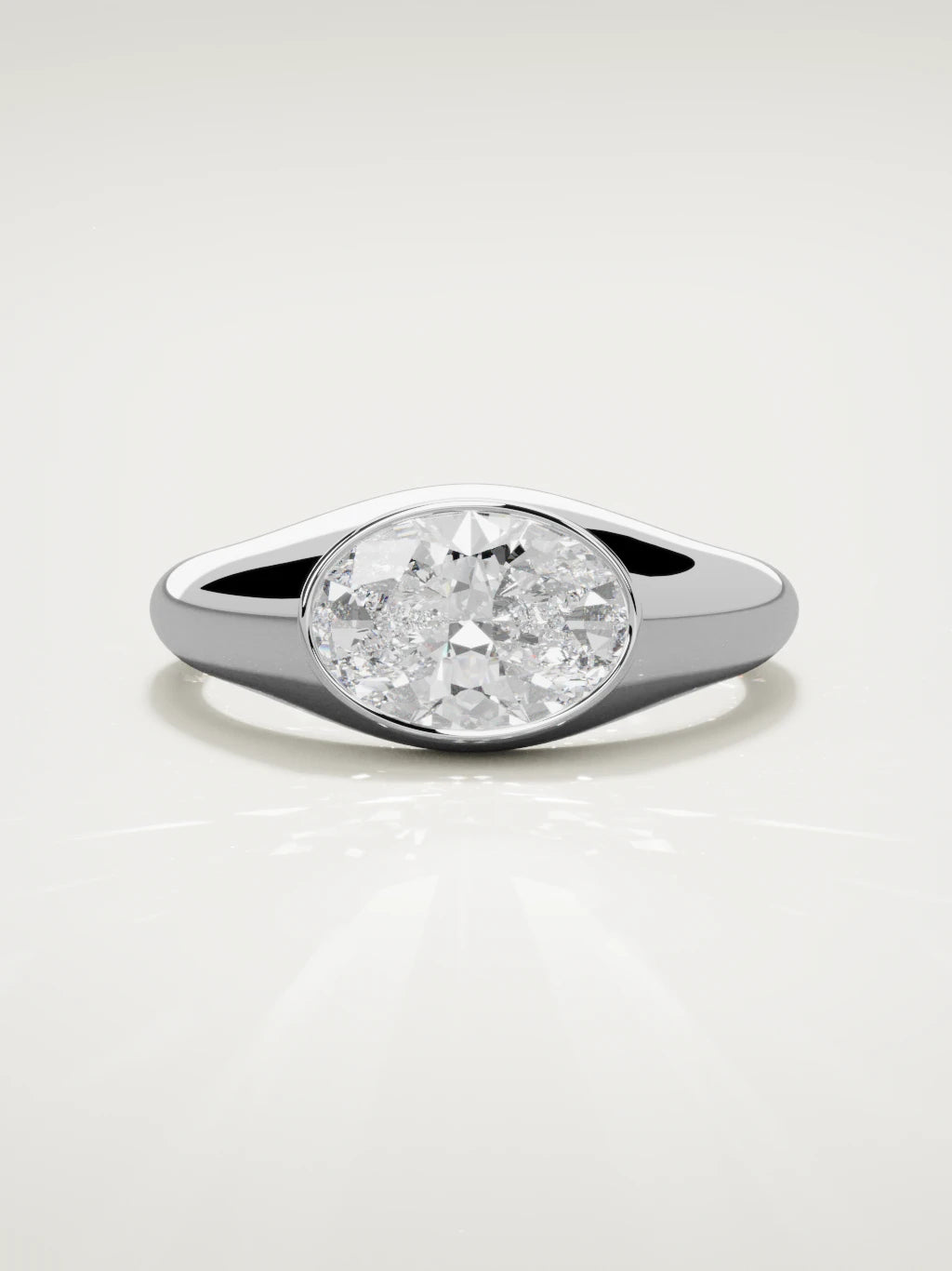 The Cala east-west oval lab-grown diamond ring in 14K white gold, front view