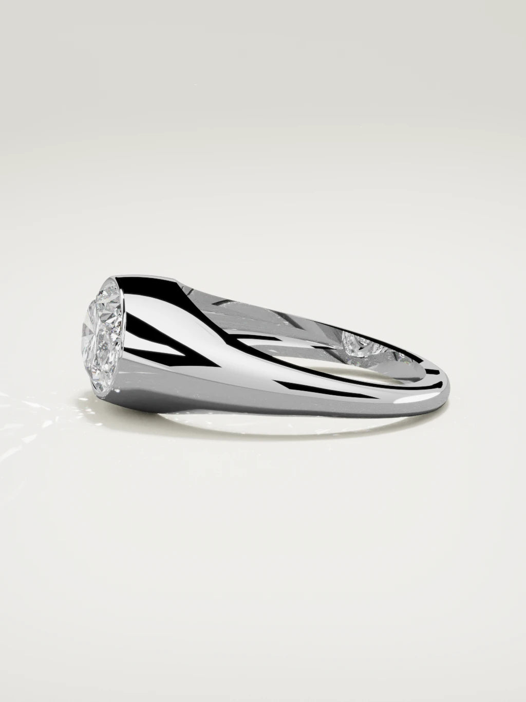 The Cala east-west oval lab-grown diamond ring in 14K white gold, side view