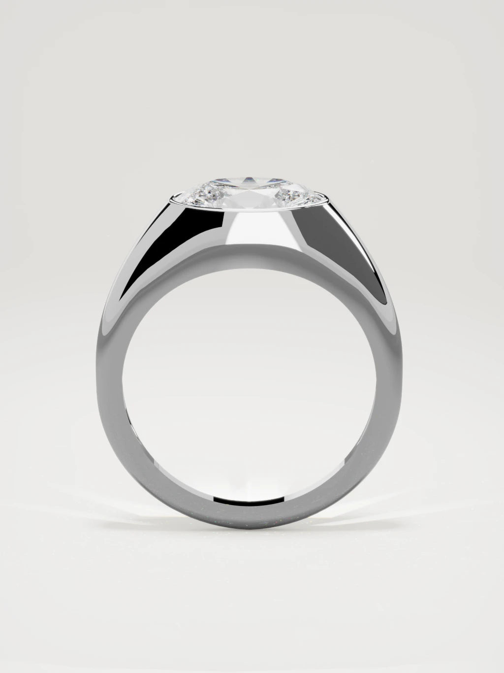 The Cala east-west oval lab-grown diamond ring in 14K white gold, standing front view