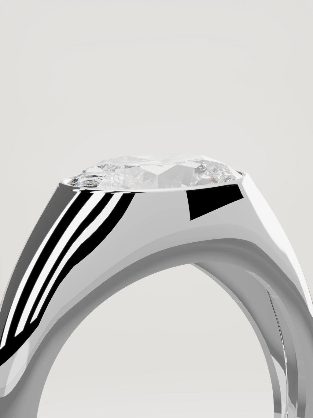 The Cala east-west oval lab-grown diamond ring in 14K white gold, standing three-quarter view