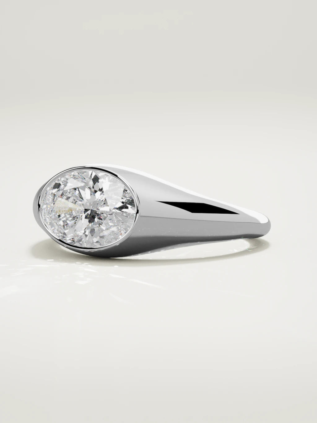 The Cala east-west oval lab-grown diamond ring in 14K white gold, three-quarter view