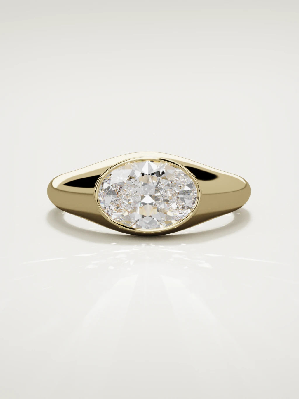 The Cala east-west oval lab-grown diamond ring in 14K yellow gold, front view