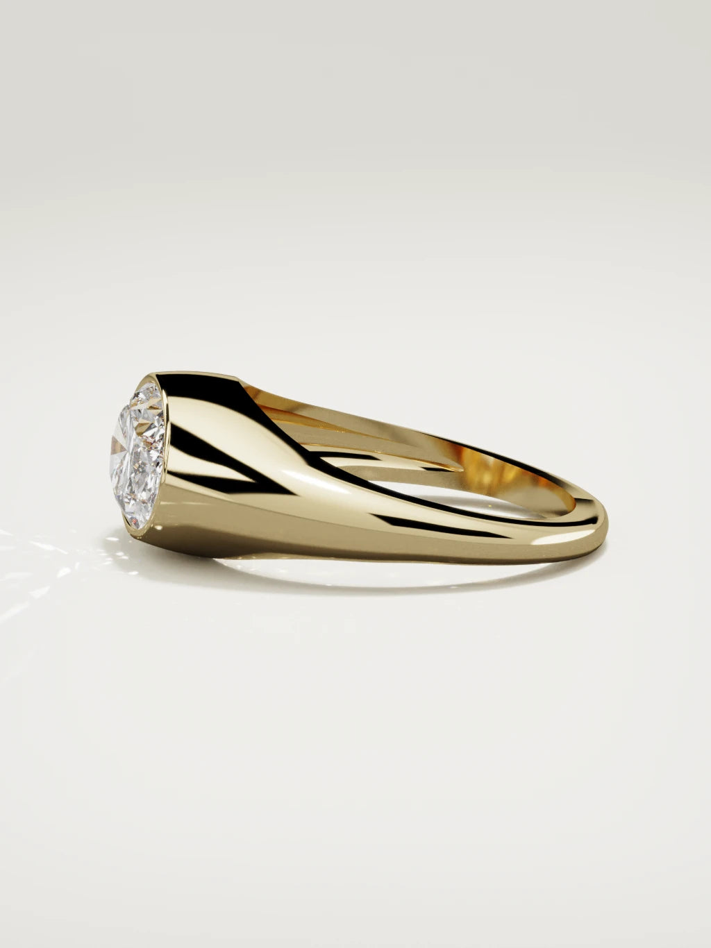 The Cala east-west oval lab-grown diamond ring in 14K yellow gold, side view