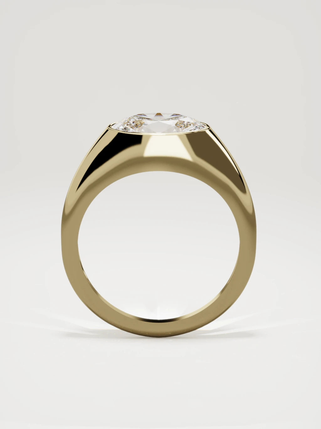 The Cala east-west oval lab-grown diamond ring in 14K yellow gold, standing front view