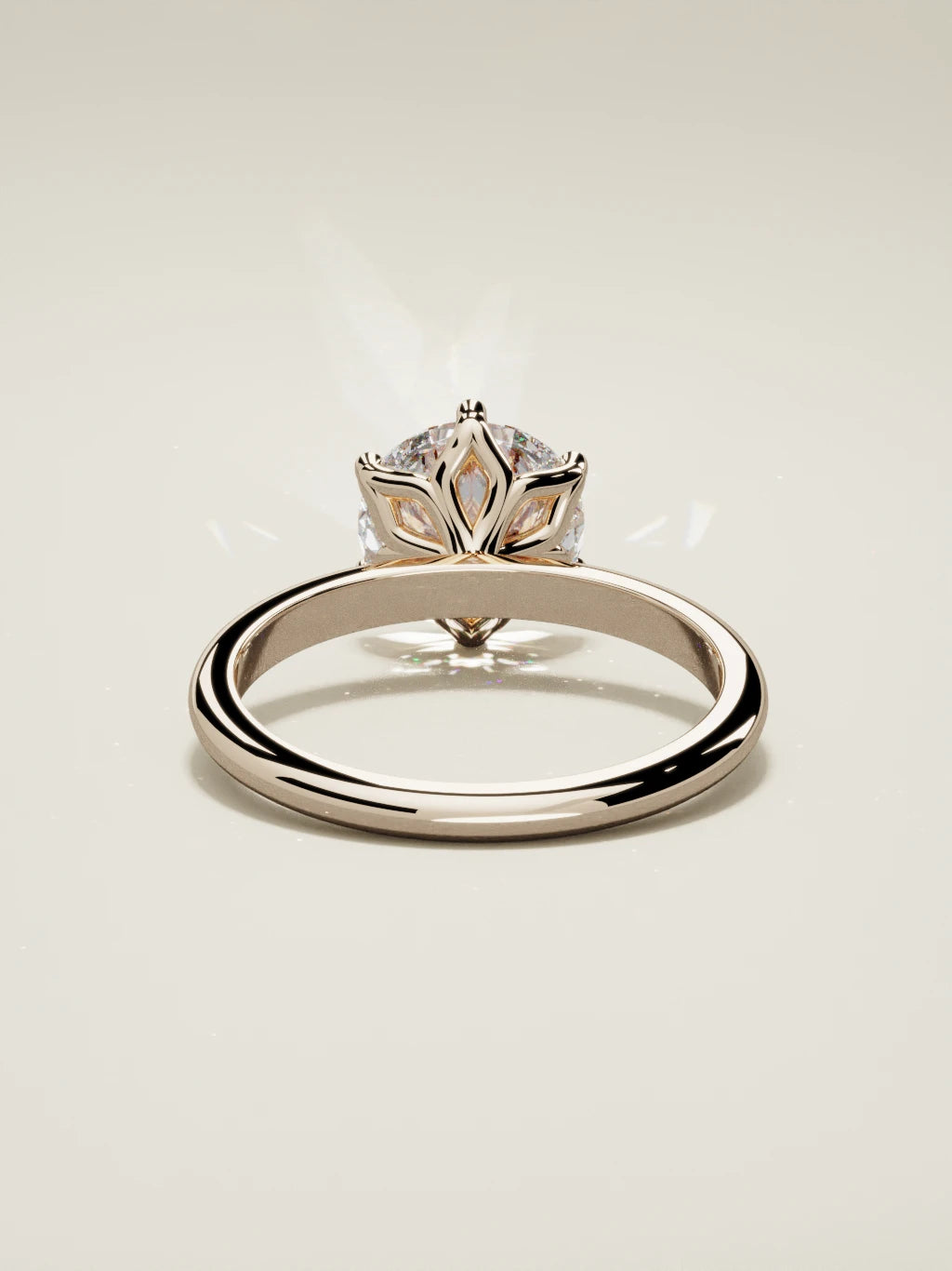 The Dalia round lab-grown diamond solitaire in 14K rose gold, back view