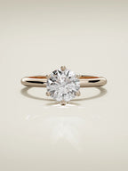 The Dalia round lab-grown diamond solitaire in 14K rose gold, front view