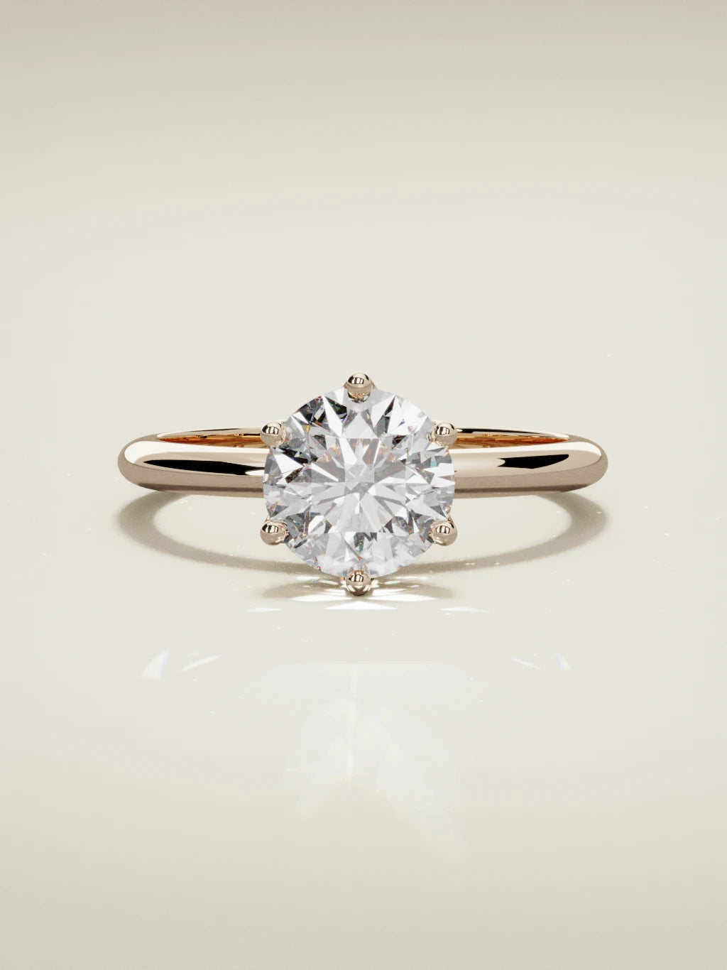 The Dalia round lab-grown diamond solitaire in 14K rose gold, front view