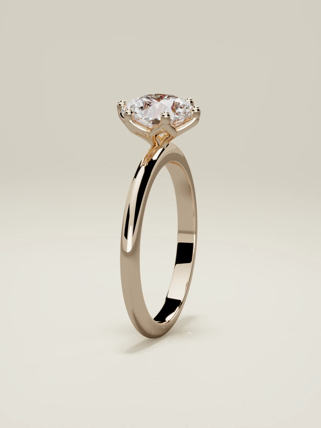 The Dalia round lab-grown diamond solitaire in 14K rose gold, standing front view