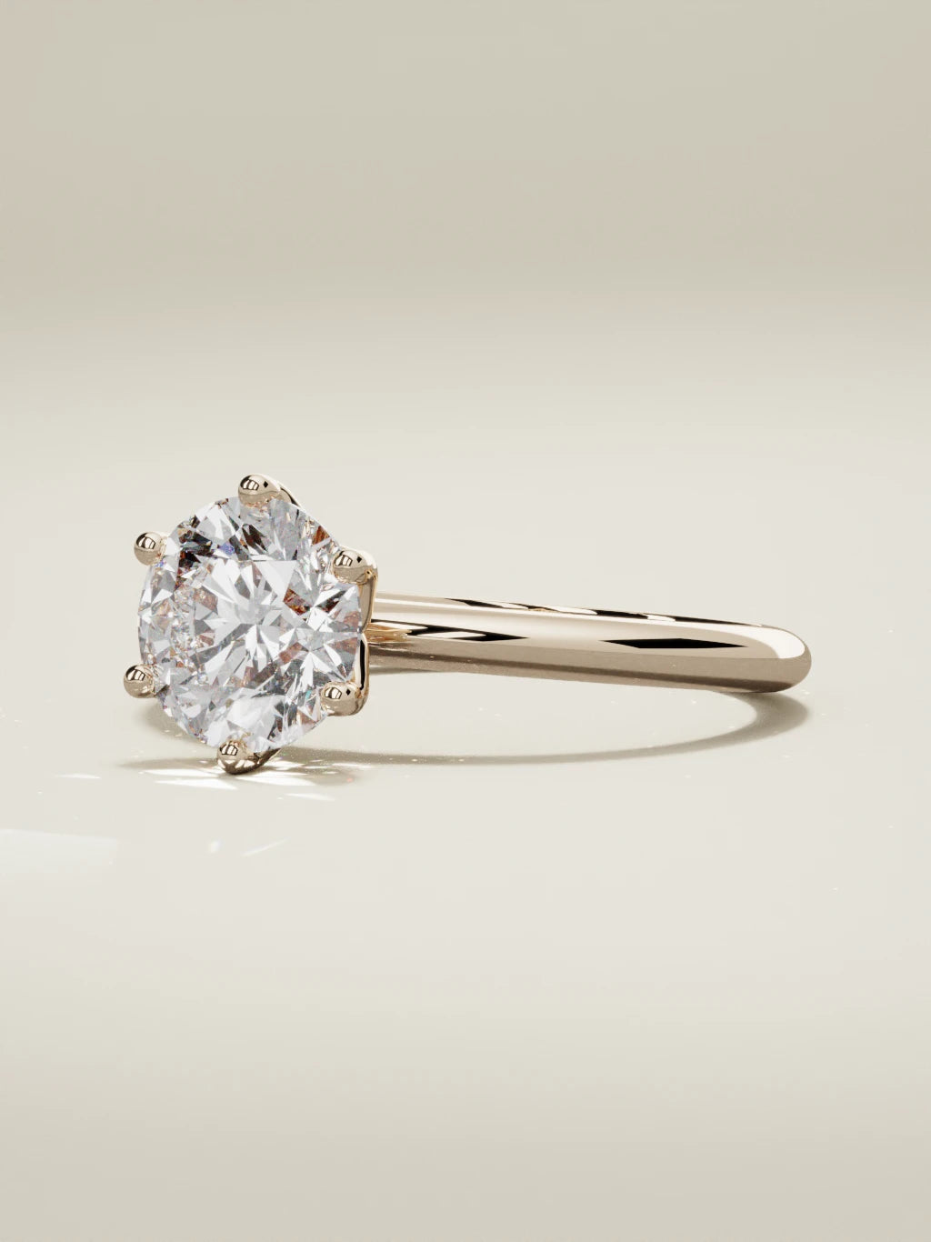 The Dalia round lab-grown diamond solitaire in 14K rose gold, three-quarter view