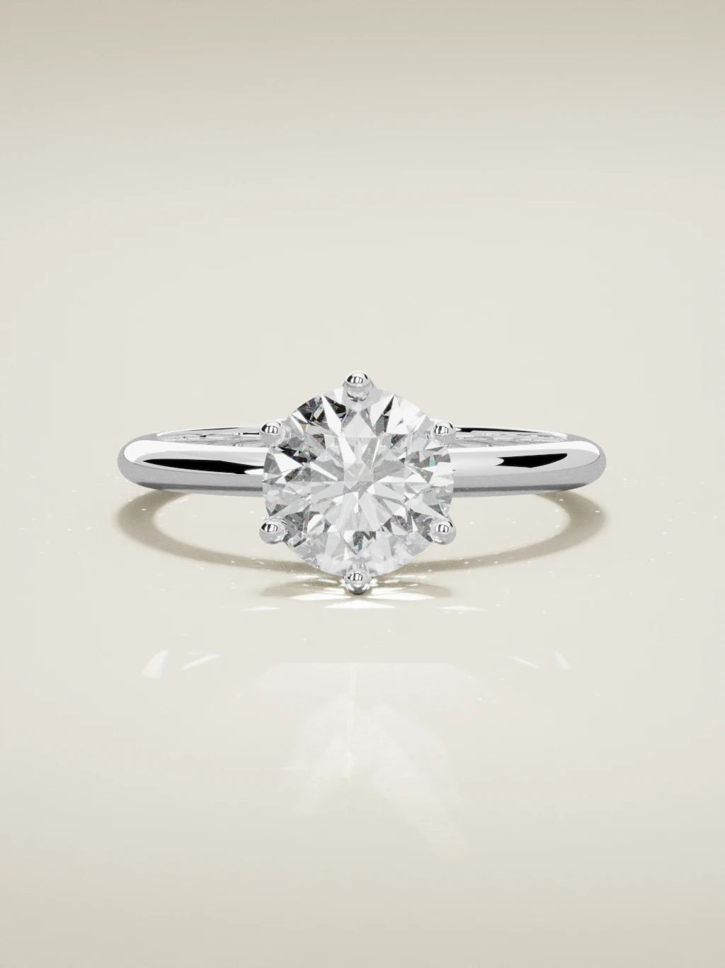 The Dalia round lab-grown diamond solitaire in 14K white gold, front view