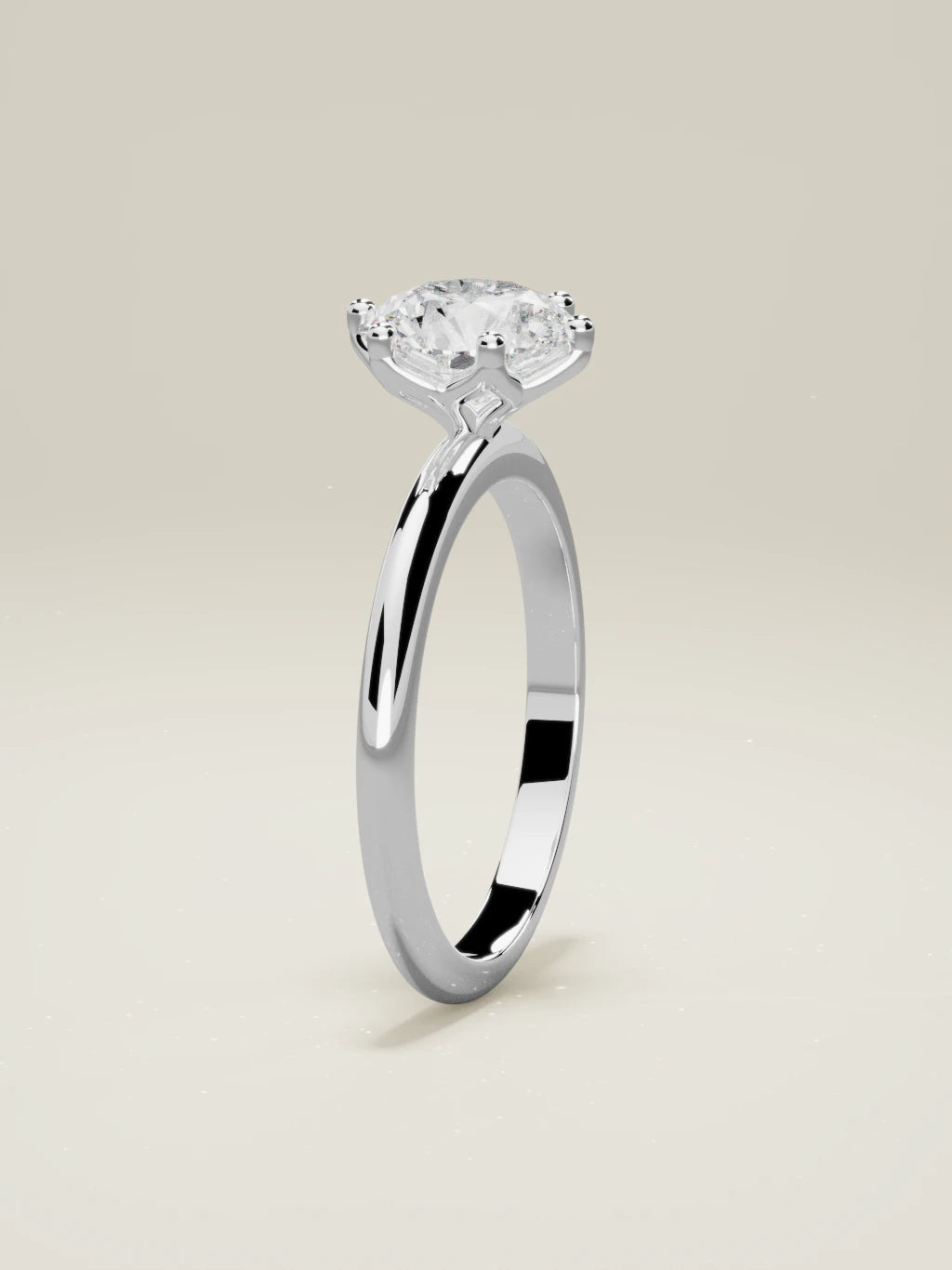The Dalia round lab-grown diamond solitaire in 14K white gold, standing front view
