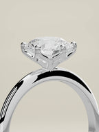 The Dalia round lab-grown diamond solitaire in 14K white gold, standing three-quarter view