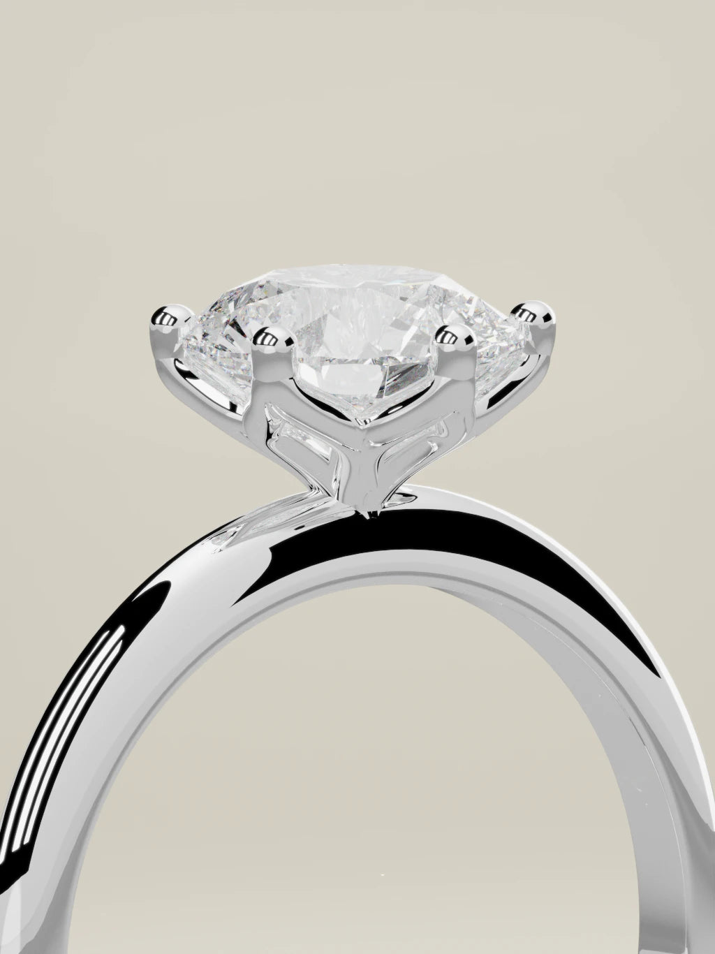 The Dalia round lab-grown diamond solitaire in 14K white gold, standing three-quarter view