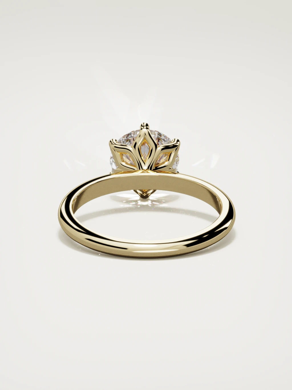 The Dalia round lab-grown diamond solitaire in 14K yellow gold, back view