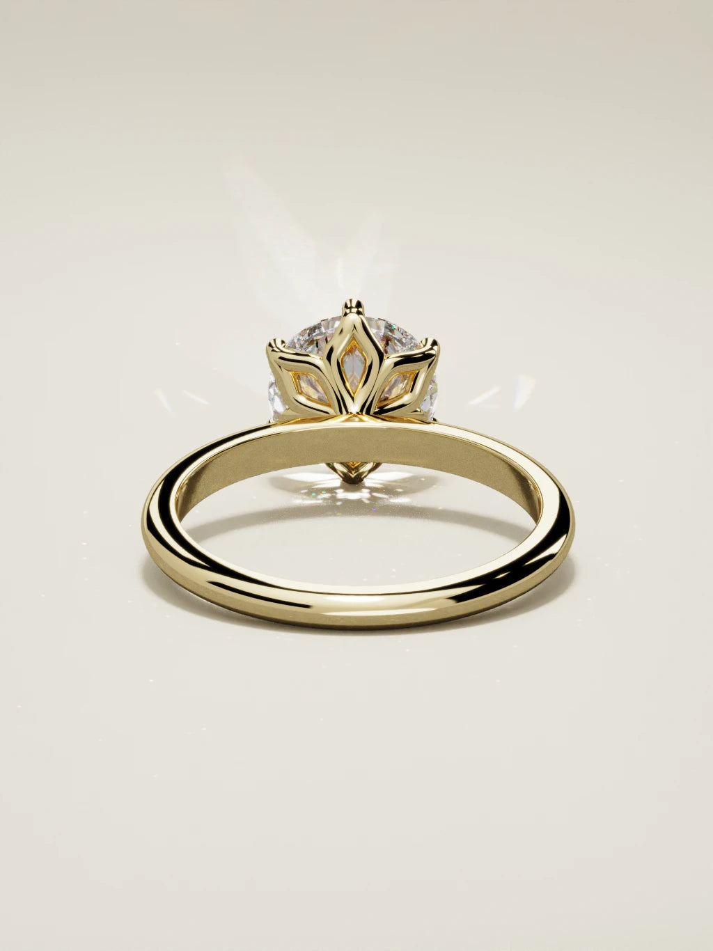 The Dalia round lab-grown diamond solitaire in 14K yellow gold, back view