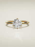 The Dalia round lab-grown diamond solitaire in 14K yellow gold, front view