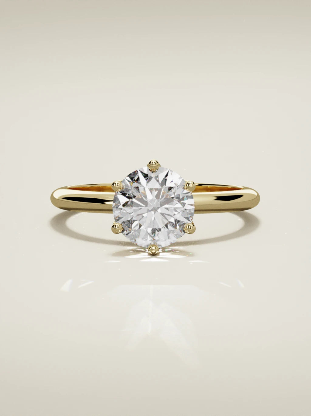 The Dalia round lab-grown diamond solitaire in 14K yellow gold, front view