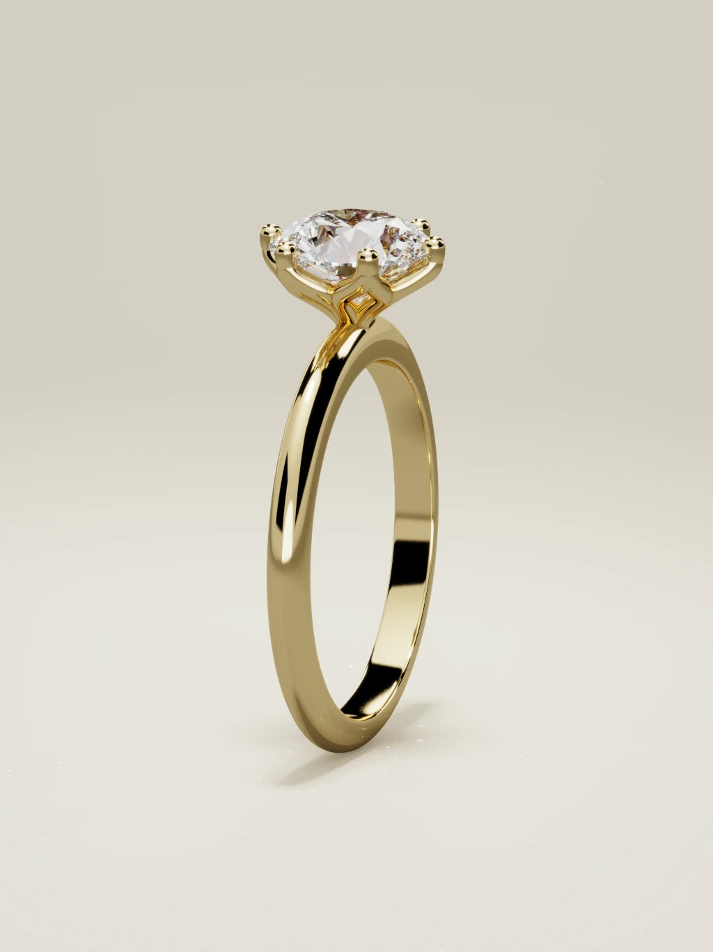 The Dalia round lab-grown diamond solitaire in 14K yellow gold, standing front view