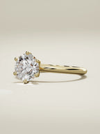 The Dalia round lab-grown diamond solitaire in 14K yellow gold, three-quarter view