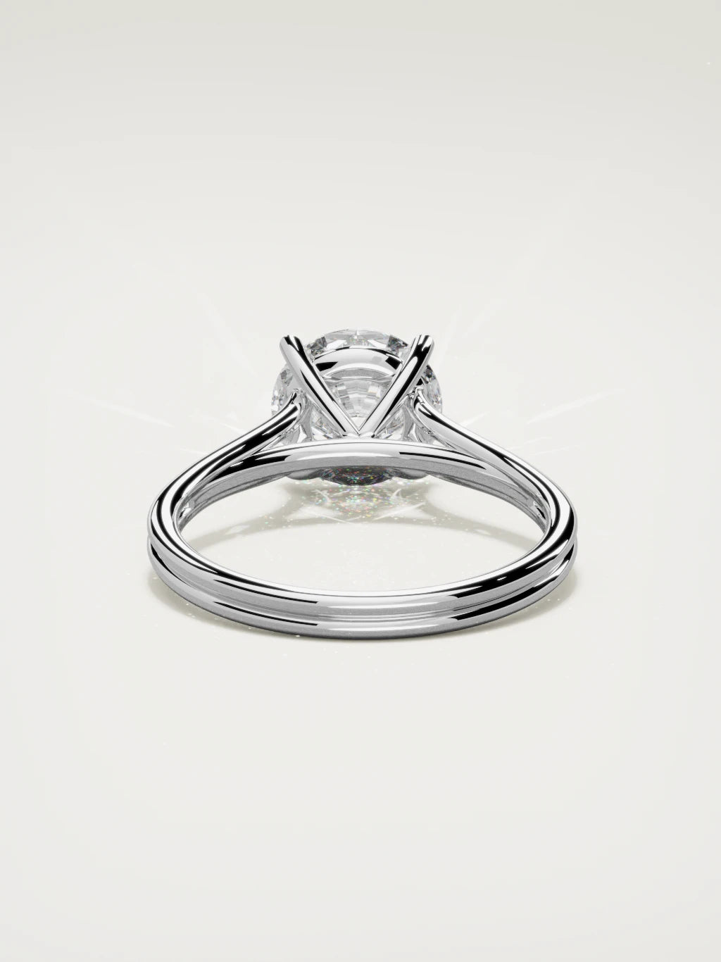 The Duo round lab-grown diamond solitaire in 14K white gold, back view