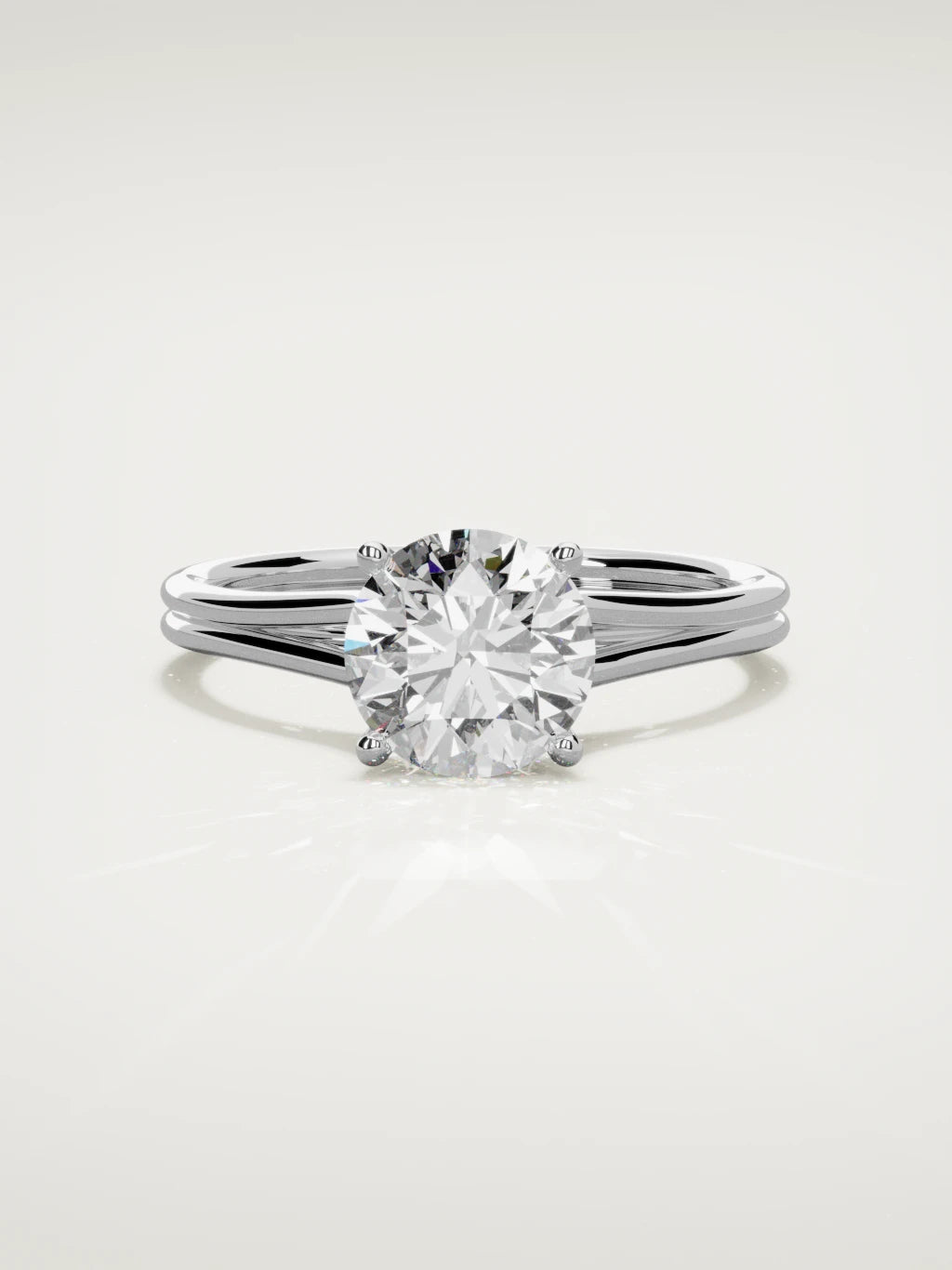 The Duo round lab-grown diamond solitaire in 14K white gold, front view