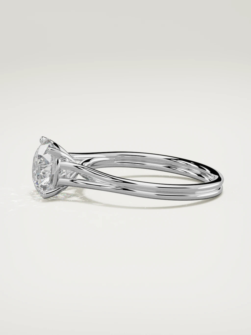 The Duo round lab-grown diamond solitaire in 14K white gold, side view