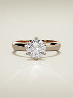 The Fina round lab-grown diamond solitaire in 14K rose gold, front view