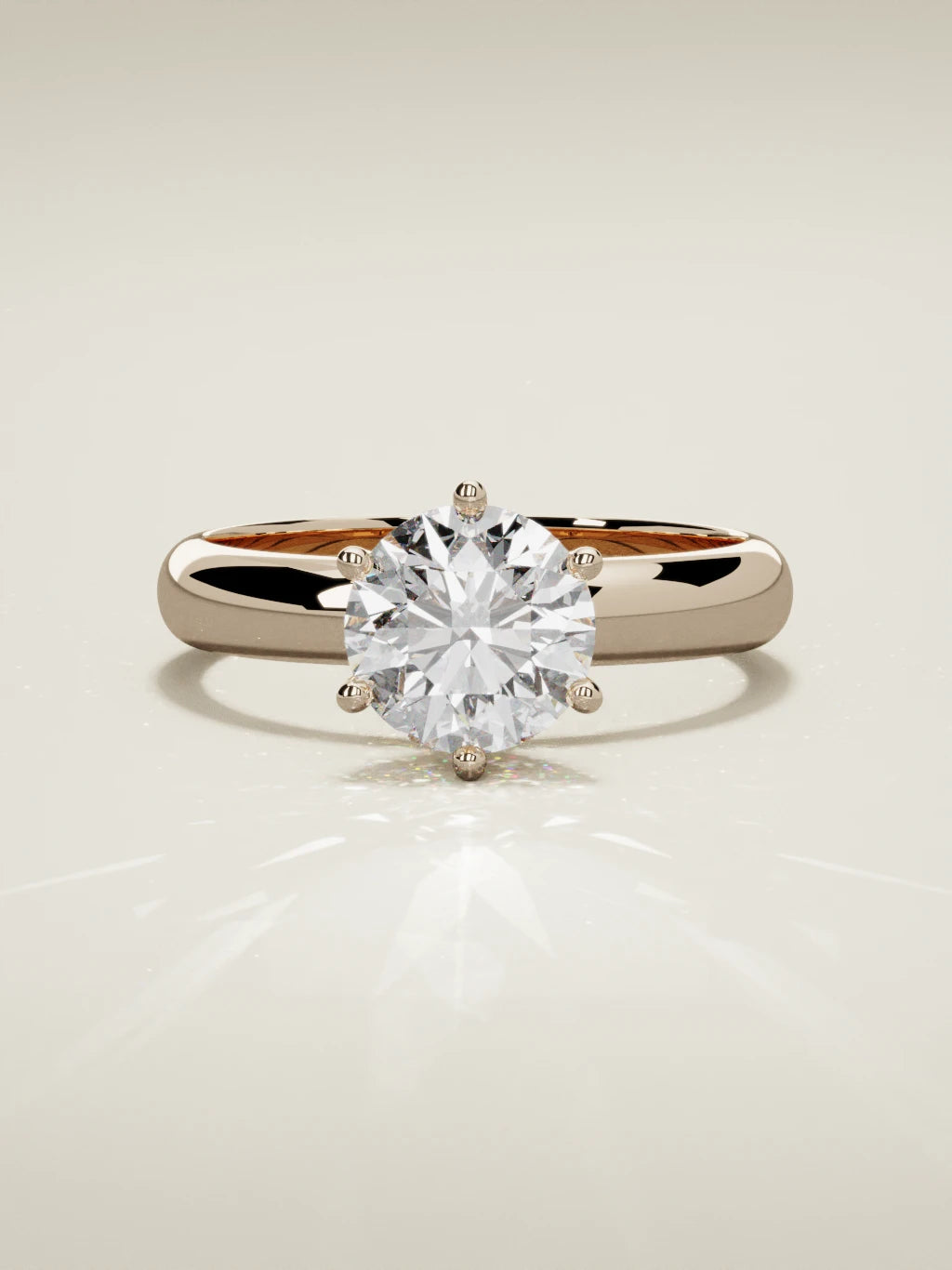The Fina round lab-grown diamond solitaire in 14K rose gold, front view