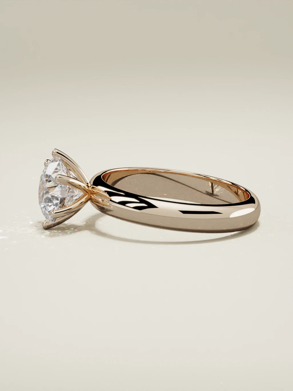 The Fina round lab-grown diamond solitaire in 14K rose gold, side view