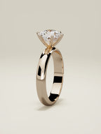 The Fina round lab-grown diamond solitaire in 14K rose gold, standing front view