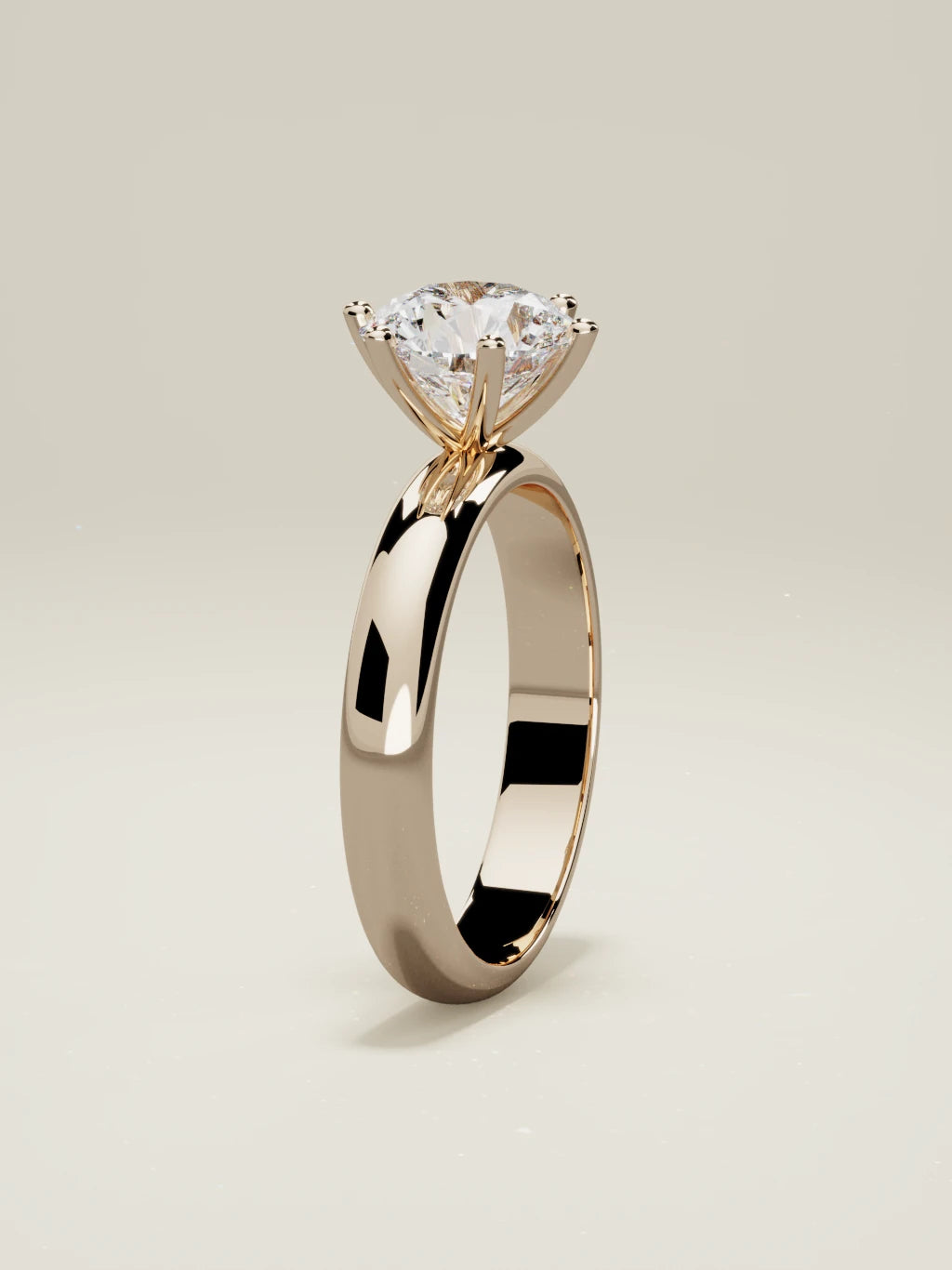 The Fina round lab-grown diamond solitaire in 14K rose gold, standing front view