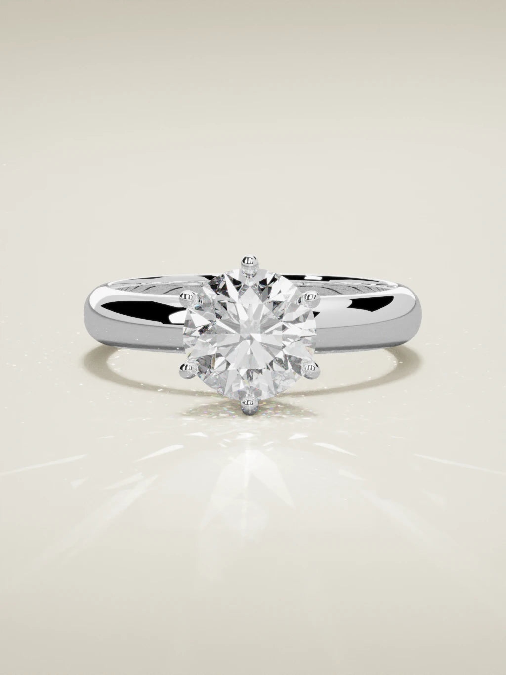 The Fina round lab-grown diamond solitaire in 14K white gold, front view