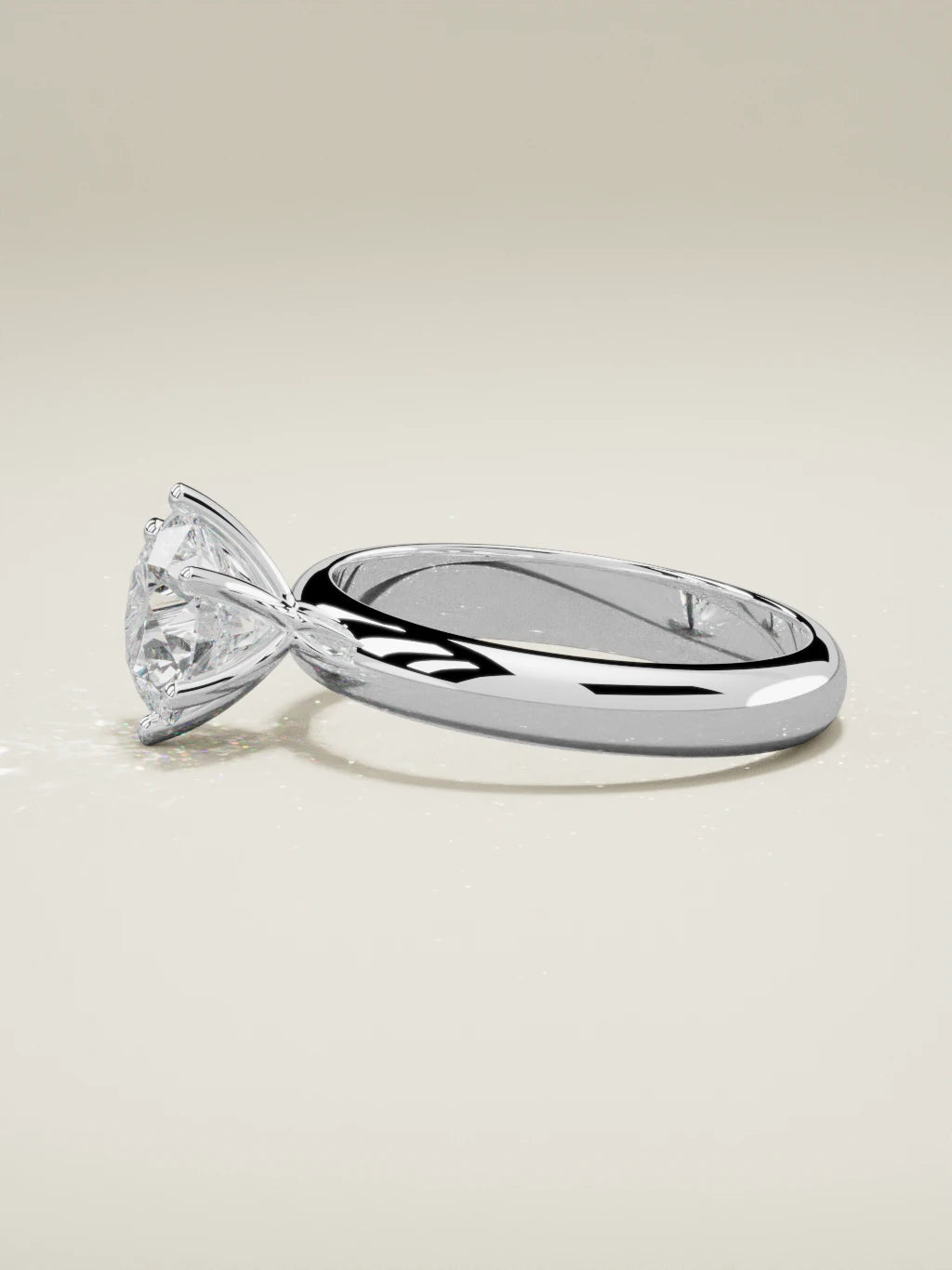 The Fina round lab-grown diamond solitaire in 14K white gold, side view