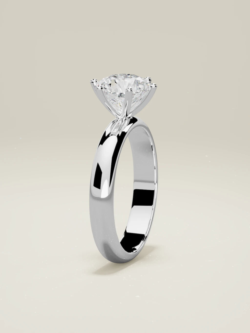 The Fina round lab-grown diamond solitaire in 14K white gold, standing front view