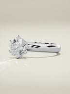 The Fina round lab-grown diamond solitaire in 14K white gold, three-quarter view