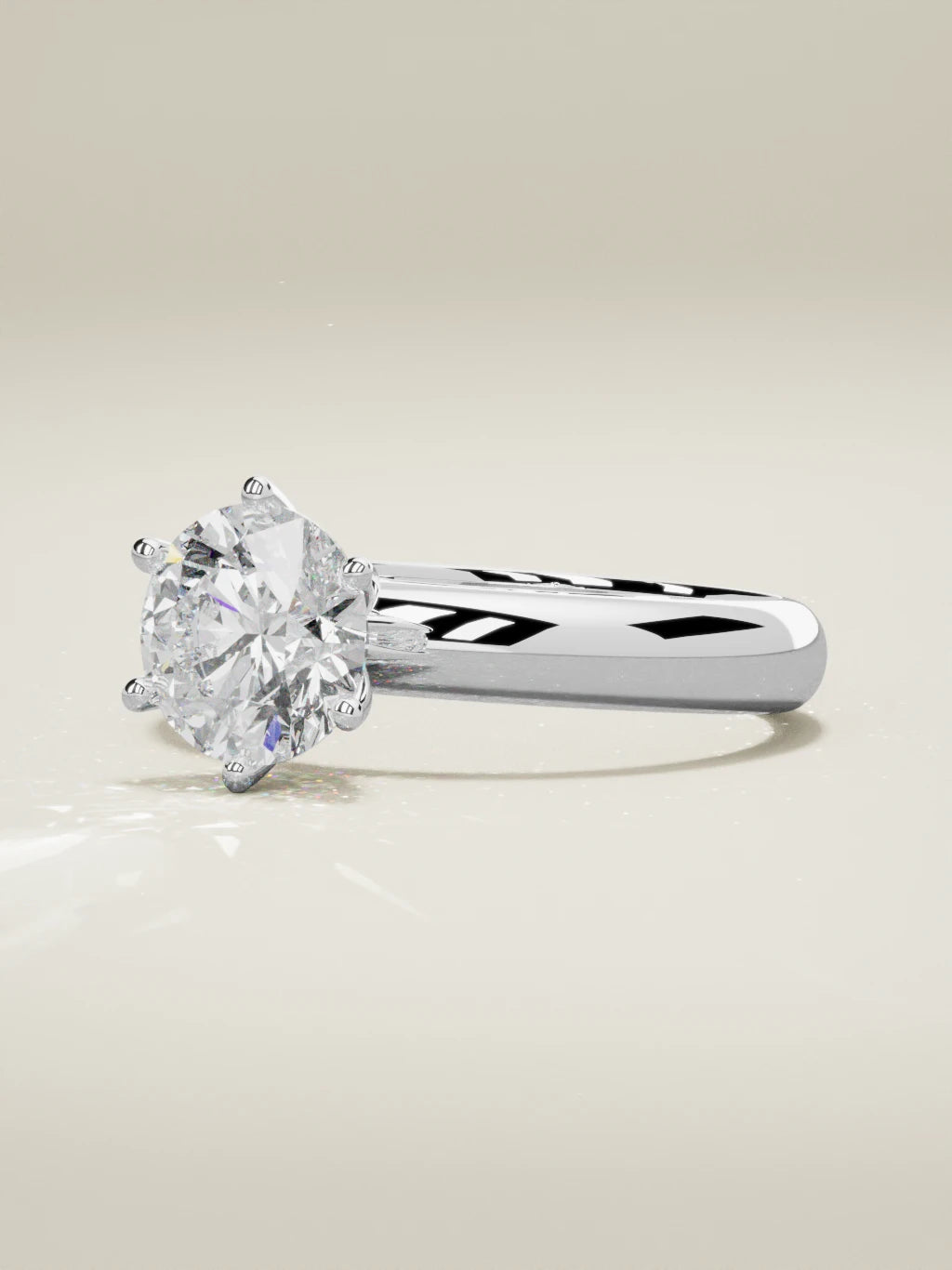 The Fina round lab-grown diamond solitaire in 14K white gold, three-quarter view