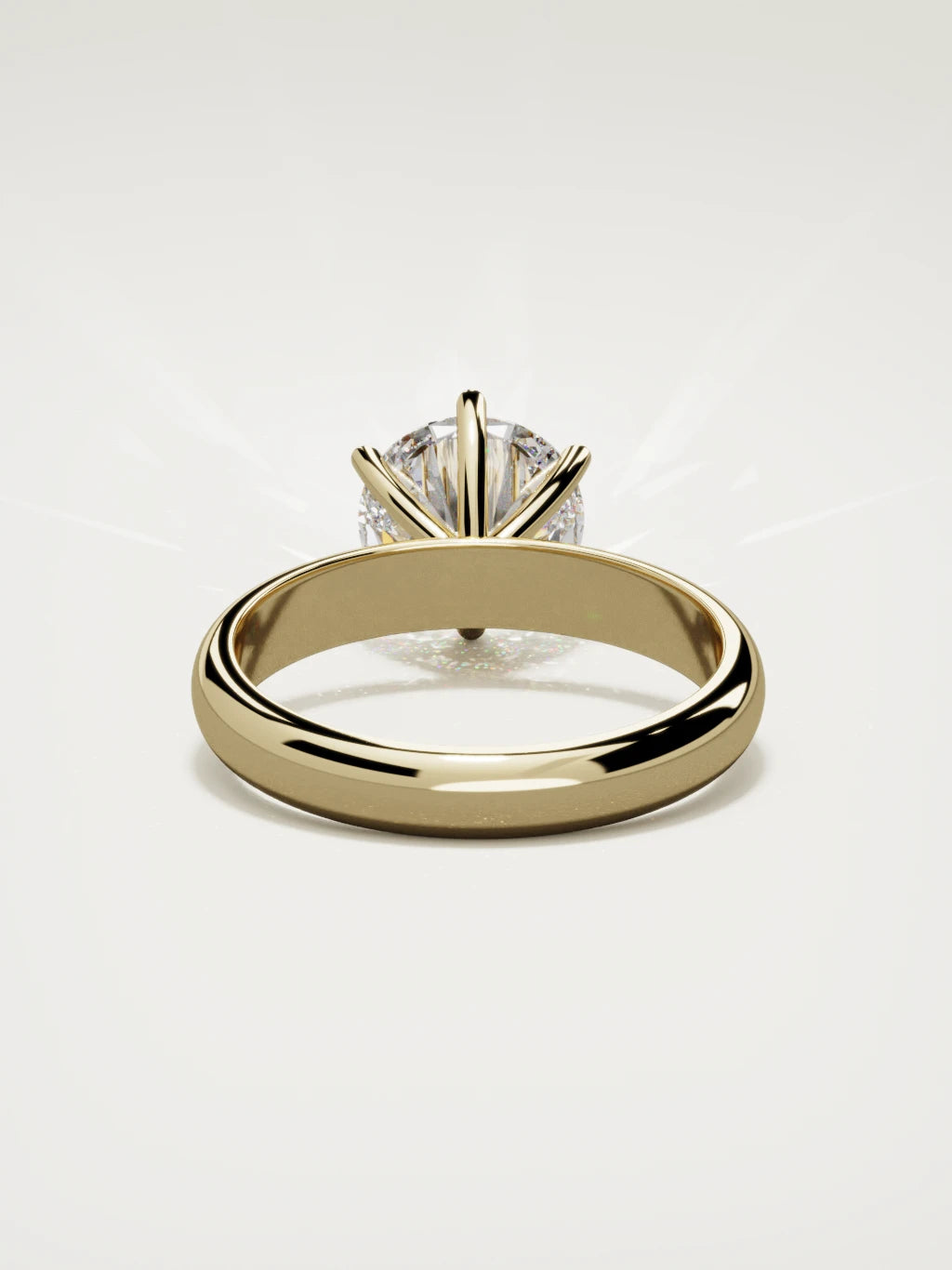 The Fina round lab-grown diamond solitaire in 14K yellow gold, back view